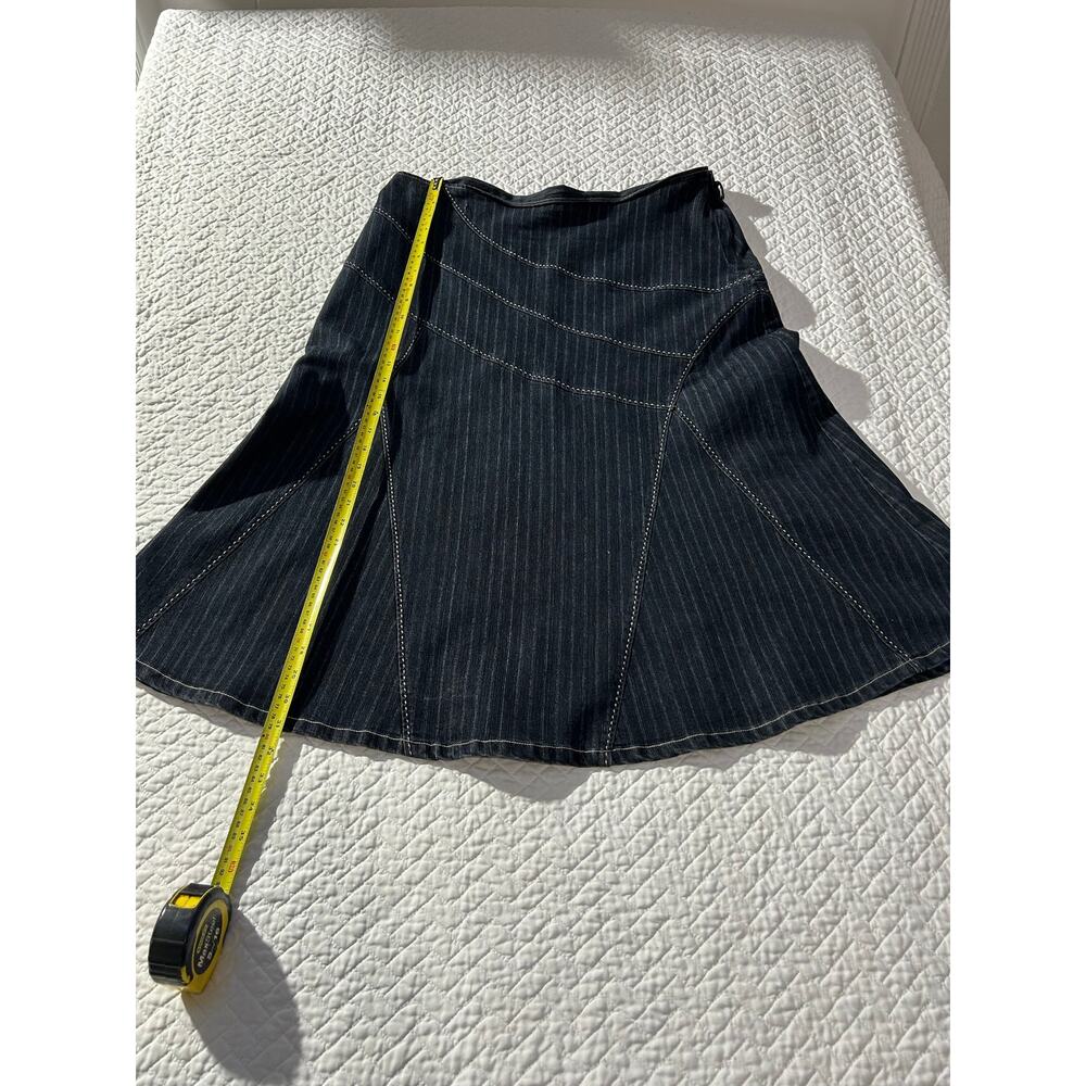 Minimalist CATO Dark Blue Denim A-Line Skirt/Cute Stitch Design Pattern/Size 16W - Picture 2 of 13